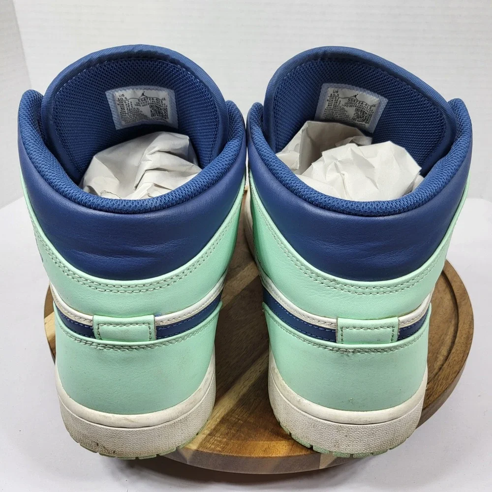 Jordan 1 Mid Mystic Navy Mint Foam White Mens 10.5 554724-413 Blue Green Sneaker